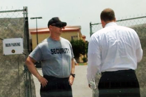 Rep. Bridenstine shown as he was refused entry at Ft. Still. Photo provided.