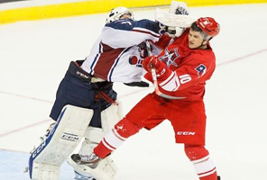 Punch by goalie in photo by Kevin Pyle
