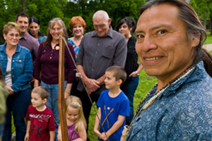 Cherokee Tour Guide and guests