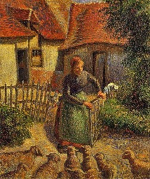 Shepherdess Bringing in Sheep