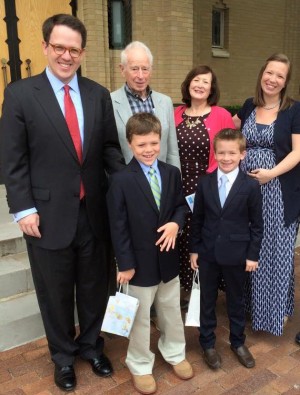 G.T. Bynum, Bob LaFortune and family as the Bynum boys Robert and Jack became the fourth generation to receive their first Holy Communion at Christ the King Parish. 