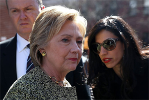 Hillary Clinton with aid Huma Abedin