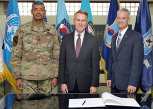 General Vincent Brooks, Senator Lankford and Rep. Russell in South Korea